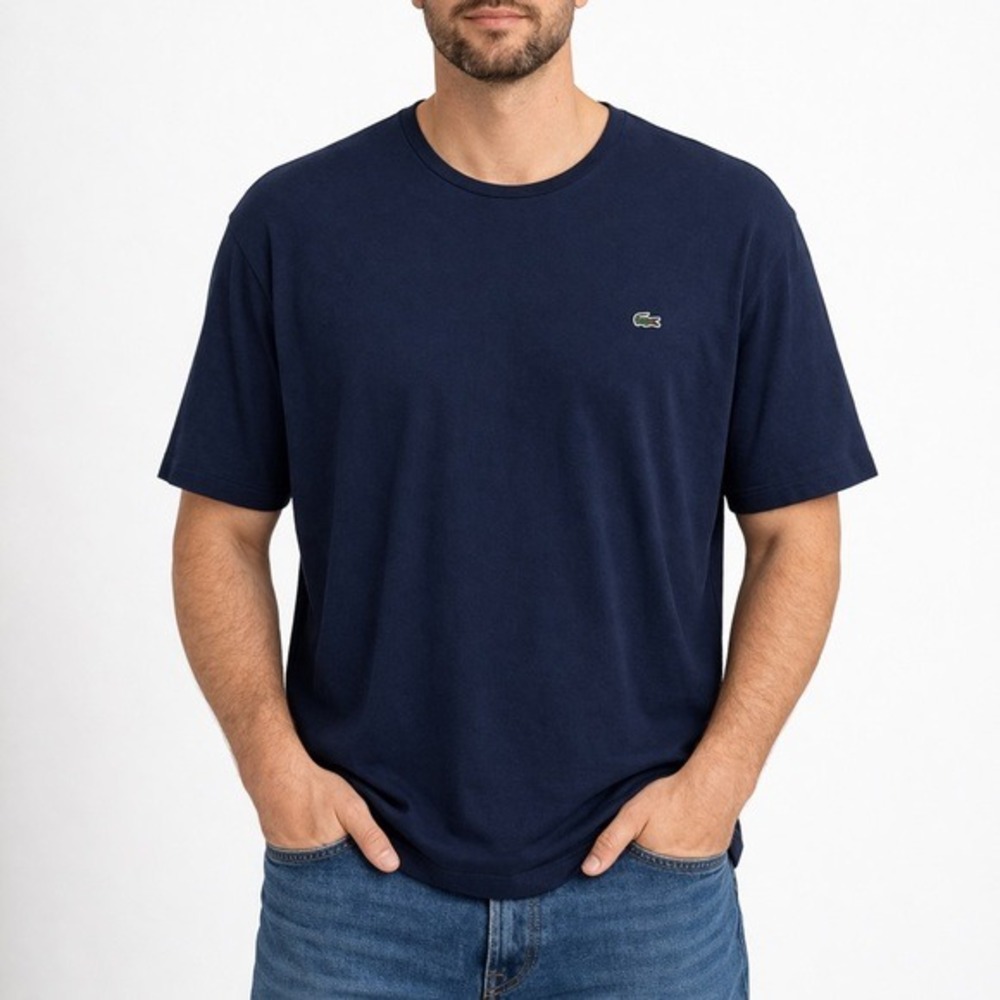 Lacoste Mens Pima Cotton Crewneck T-Shirt Navy Blue Big & Tall 4XLB